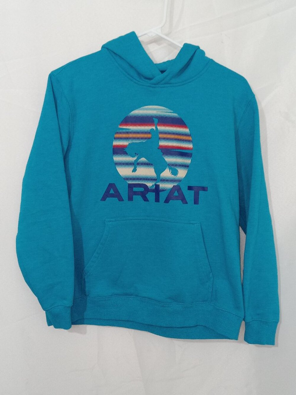 Boys Ariat In Motion Hoodie Youth 14/16 Tile Blue Western Pullover Sweatshirt